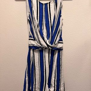 Striped open back romper
